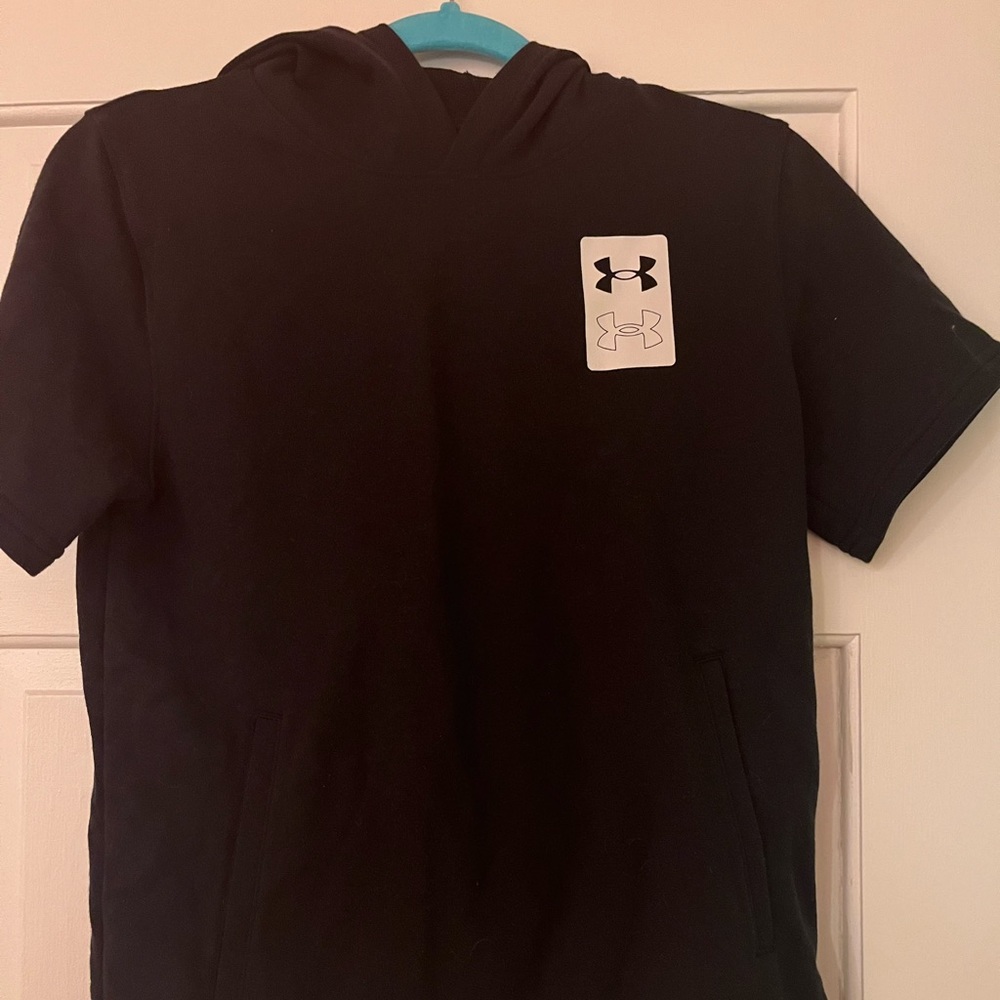 Black - hooded- boys- short sleeve- sweatshirt